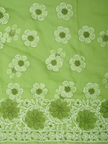 Ada Hand Embroidered Lucknowi Chikankari Unstitched Georgette Dress Material Suit Piece with Dupatta for Women 01A696681 Green