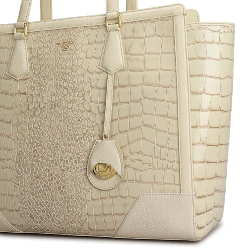 Da Milano Leather Tote Bag for Women - White (02020OL)