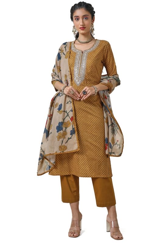 Soch Women's Cotton Salwar Suit (EWA4CD20983A_Mustard
