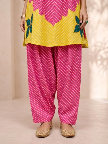 Varanga Women Hot Pink A Line Kurta Salwar Set Mandarin Collar