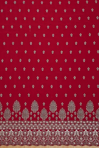 Soch Womens Maroon Crepe Embroidered Unstitched Dress Material With Sequins