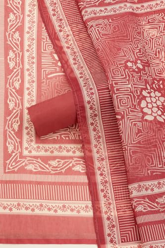 Soch Womens Rust Chanderi Dots Unstitch Dress Material With Zari