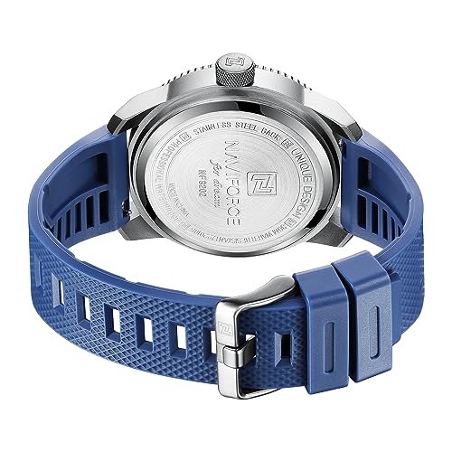 NAVIFORCE Sport Waterproof Watches for Students Boys Men, Silicone Band Watch with Second Hand, Blue, sport