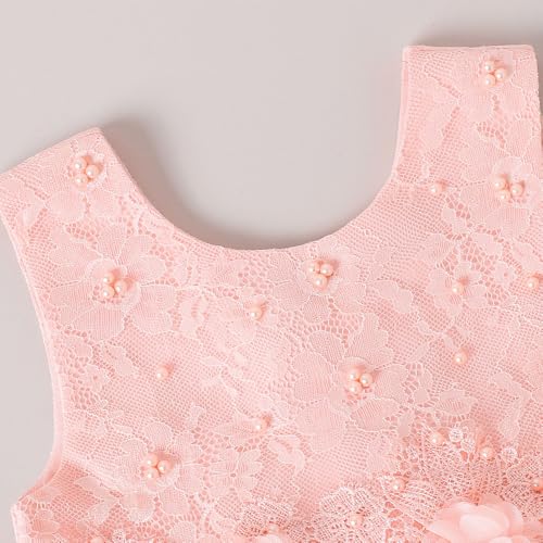 Hopscotch Girls Pink Sleeveless Floral Applique Beaded Gown for Age (5-6 Years)