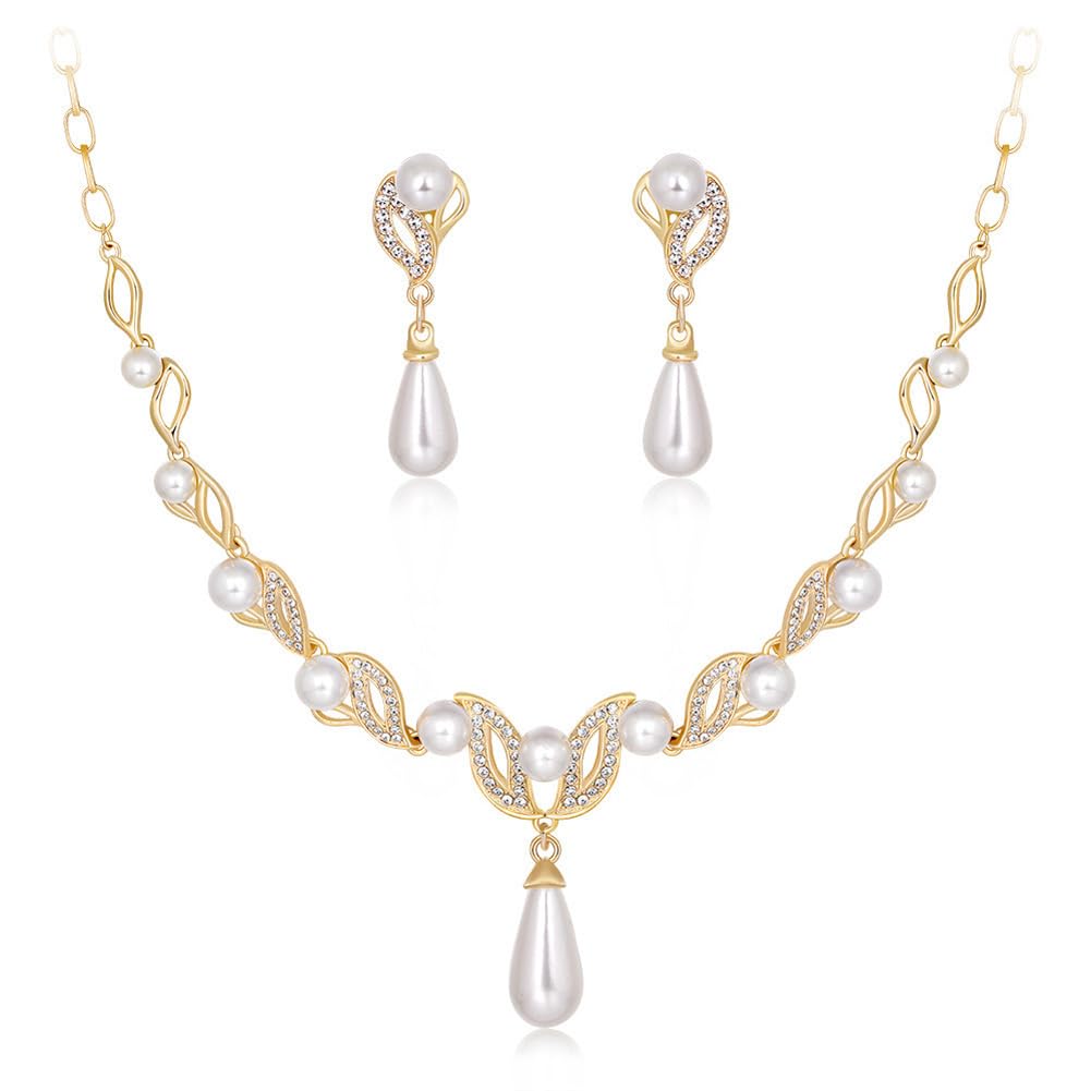Shining Diva Fashion Latest Stylish Design Fancy Traditional Pearl Necklace Jewellery Set for Women (15121s)