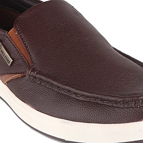Red Chief Genuine Leather Casual Slip-On Boat Shoes for Men | Stylish & Comfortable Shoes | Brown | RC3887