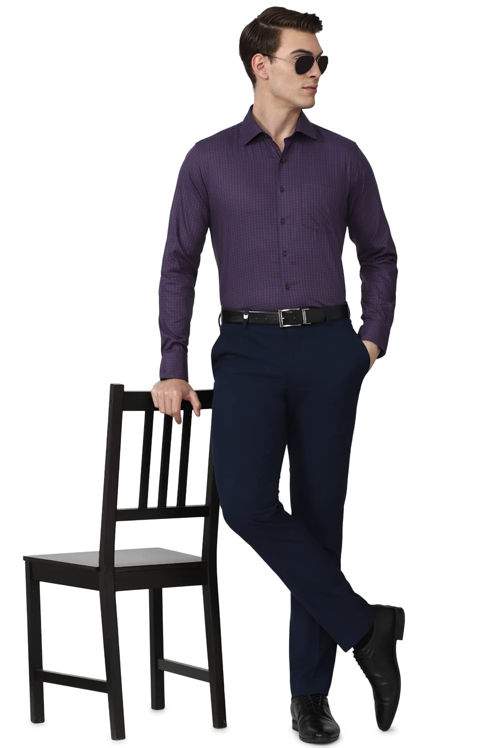 Van Heusen Men's Slim Fit Shirt (VHSFRSLBW08297_Multi-Purple 40)