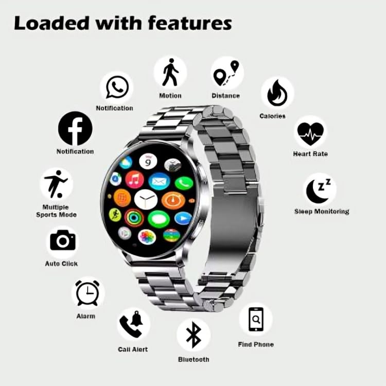 SPEEDFOX Active 2 Smart Watch with 2 Series | Metal Dial with Metal Strap | Bluetooth 4.0 +5.0 Dual Mode | LCD 1.3 Inch | Clip Charge Mode | BT Calling Smartwatch (Silver) (Pack of 1)