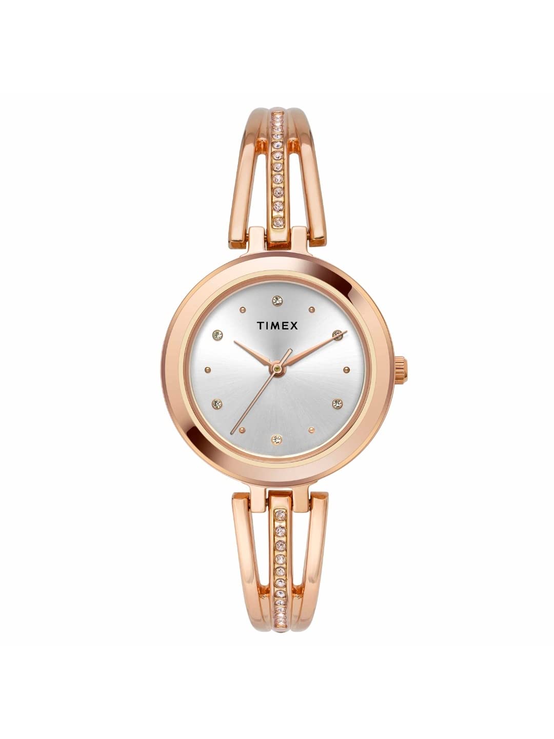TIMEX Classics Analog Watch for Women with Silver Round Dial & Rose Gold Brass Bracelet Band Water Resistant Women's Wrist Watches - TWTL10309