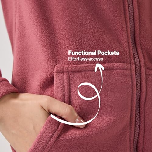 NYKD (NYLE701 Soft & Comfortable Cozy Sherpa Jacket for Women | Fleece Fabric with Relaxed Fit, Front Zip Closure & Kangaroo Pockets | Perfect for Sleep, Lounge, Travel or Daily Winter Wear - Pink