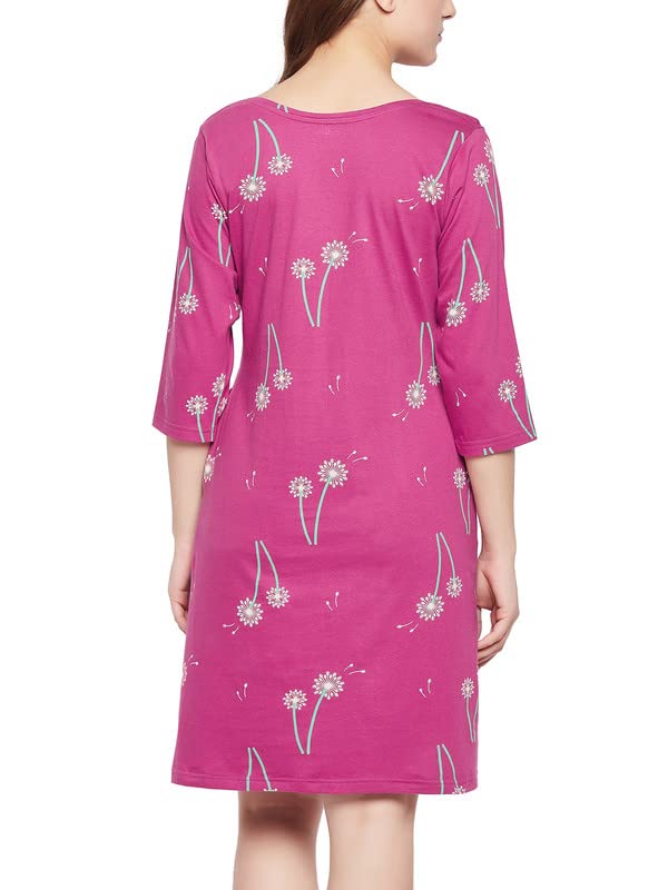 Clovia Women's Cotton Pretty Florals Short Night Dress (NS1489A15_Purple_1_M)