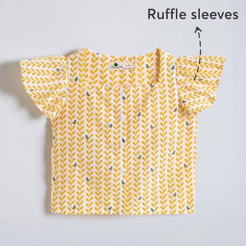 Hopscotch Girls Short Sleeves Graphic Print Yellow Blouse for Ages (4-5 Years)