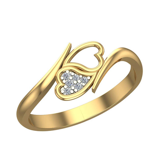 DISHIS 14k Yellow Gold Diamond Ring for Women-Size 07