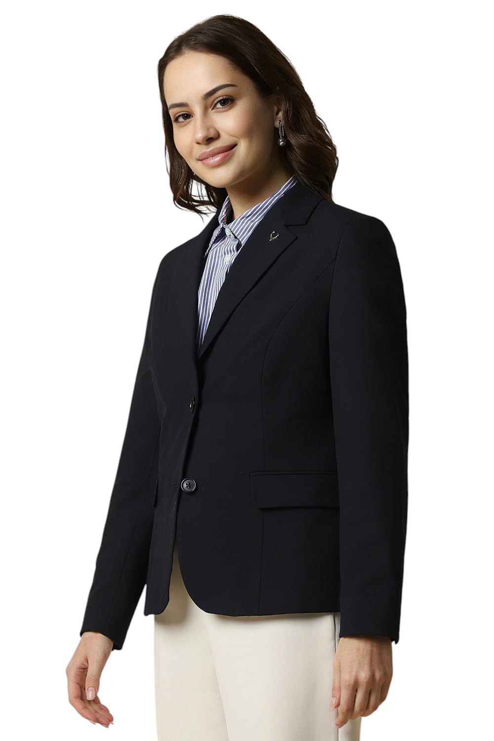 Allen Solly Women's A-Line Single Breasted Coat (AHBZCRGFR92716_Blue_XS)