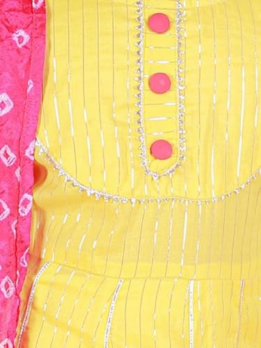 LITTLE GINNIE Cotton Kurta Sharara Set for Girls 3-4 Years-Ethnic Wear for Kids Girls - Yellow