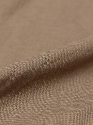 The Souled Store Cotton Linen Pants: Khaki Women and Girls Solid Cotton Linen Blend Wide Leg Mid Rise Four Pocket Lightweight Easy to Style Everyday Office Wear Pants