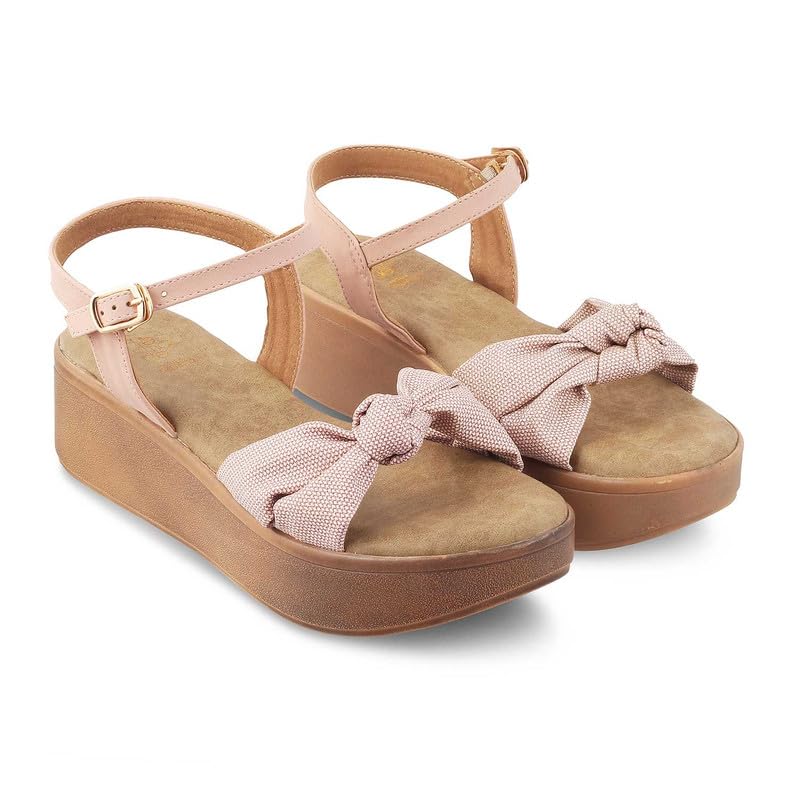 tresmode Brera Pink Women's Platform Wedge Sandals Elevate Your Style Effortlessly!|| Size (EU-37/UK-4/US-6)