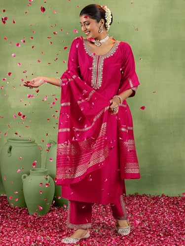 Gerua by libas Women's Silk Blend Kurta Set (GS879H_Coral