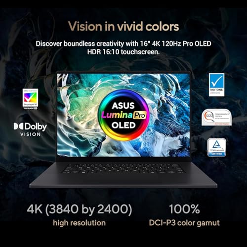 ASUS ProArt P16 OLED (2025), AMD Ryzen AI 9 HX 370, RTX 5080-16GB,64GB RAM, 2TB SSD, 16"/40.64cm Touchscreen, 4K, 120Hz,Windows 11,M365 Basic (1Year)*/Office 2024, Nano Black, 1.95Kg,H7606WW-SE023WS