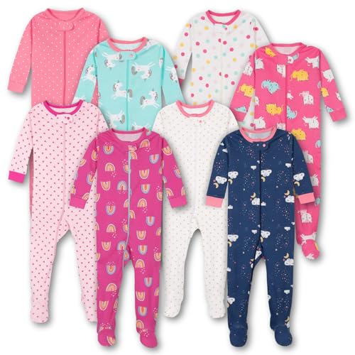 TuddyBuddy 100% Cotton Relaxed-Fit Multi Color Sleepsuit/Onesie/Romper with Zipper Closure (Baby Girl - Pack of 4 - Assorted, 0 Months-3 Months)
