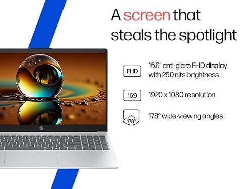 HP OmniBook 3 AMD Ryzen AI 5 340 Next Gen AI Laptop, (16GB DDR5, 512GB SSD), Anti-Glare,15.6''/39.6cm FHD, Win11,Office24, Silver,1.7kg, FHD Camera w/Privacy Shutter, fn0007AU