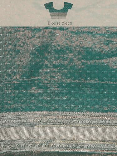 MOHEY Women's Green Art Silk Stone Work|Zari Saree (Green)