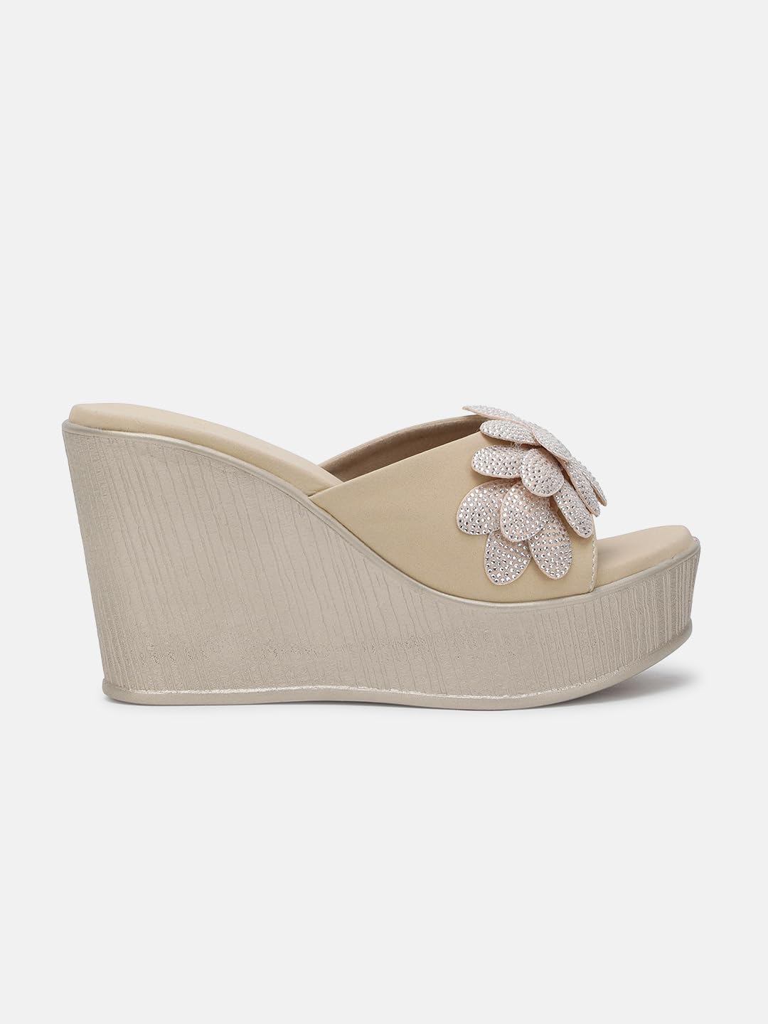 Marc Loire Women's Embellished Slip-On Platform Heel Sandal for All Occasion (Rose Gold, 6)