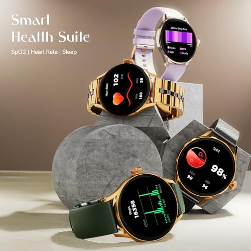 Fire-Boltt Glitz Women Smart Watch with 1.19” AMOLED Display, Bluetooth Calling, Rotating Crown, Always On Display, 1000 Nits Brightness, IP68 Waterproof Mocha Brown
