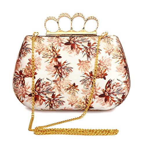 TOOBA Handicraft Hand Beautiful Bling Box Clutch Bag 4 Ring Purse for Bridal, Casual, Wedding Bag for Women & Girls Bag for Women