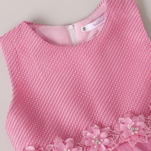 Hopscotch Girls Floral Applique Party Dress in Pink Color for Age (4-5 Years)