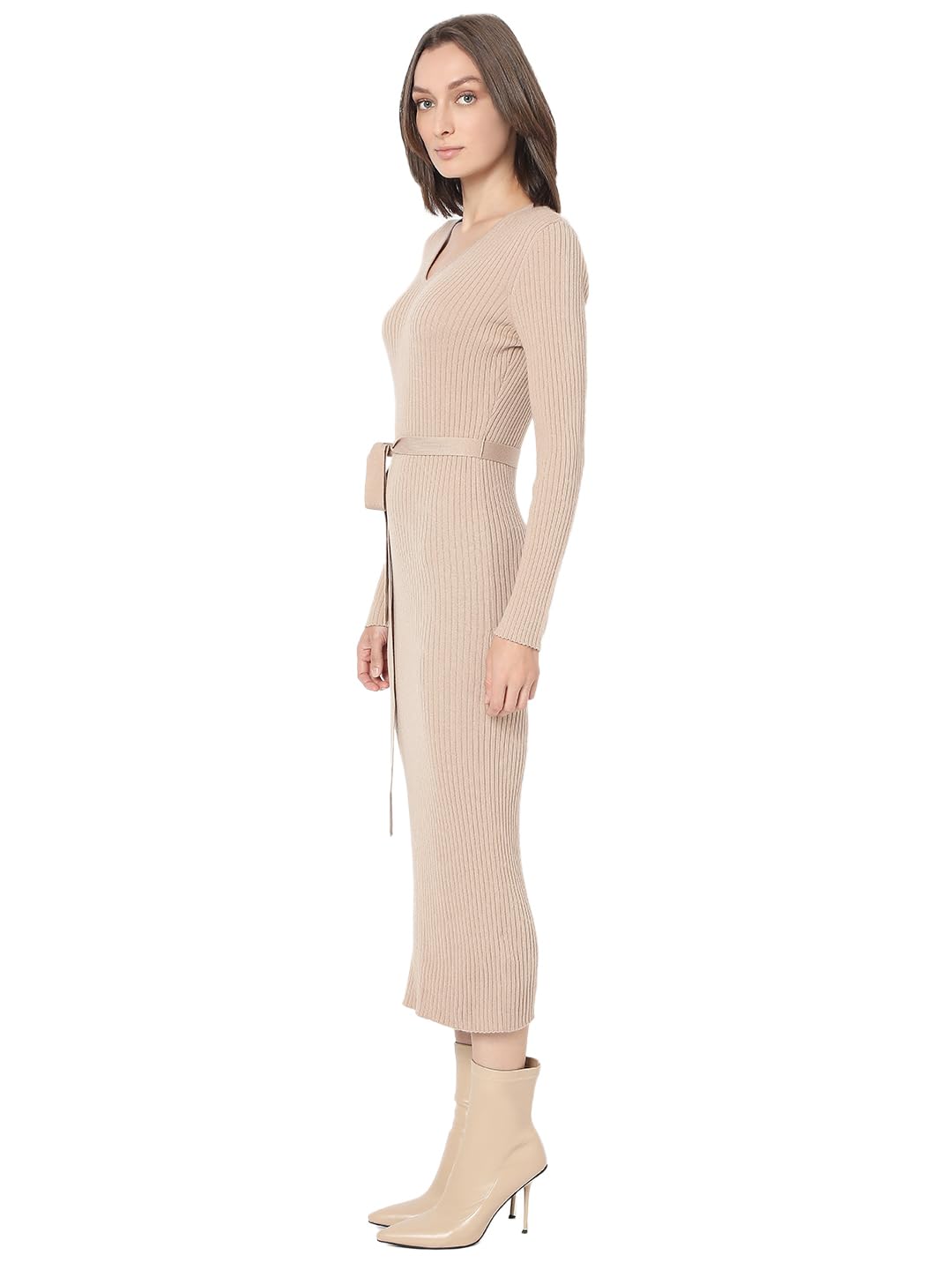 Vero Moda Women's Viscose Bodycon Midi Dress (9010750- Beige