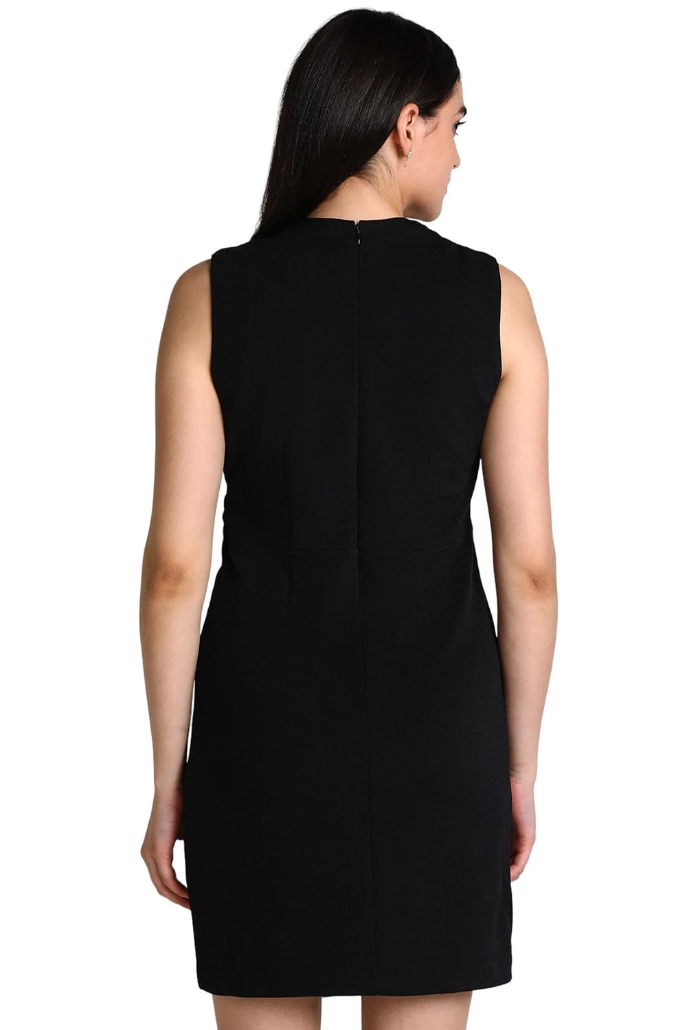 Allen Solly Women's Polyester Blend Modern Mid-Thigh Length Dress (AHDRCRGFK65460_Black