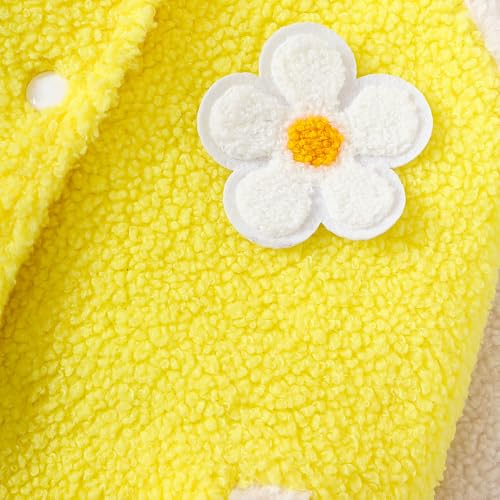 Hopscotch Girls Yellow Full Sleeves Floral Applique Fleece Bomber Jacket For Age (4-5 Years)