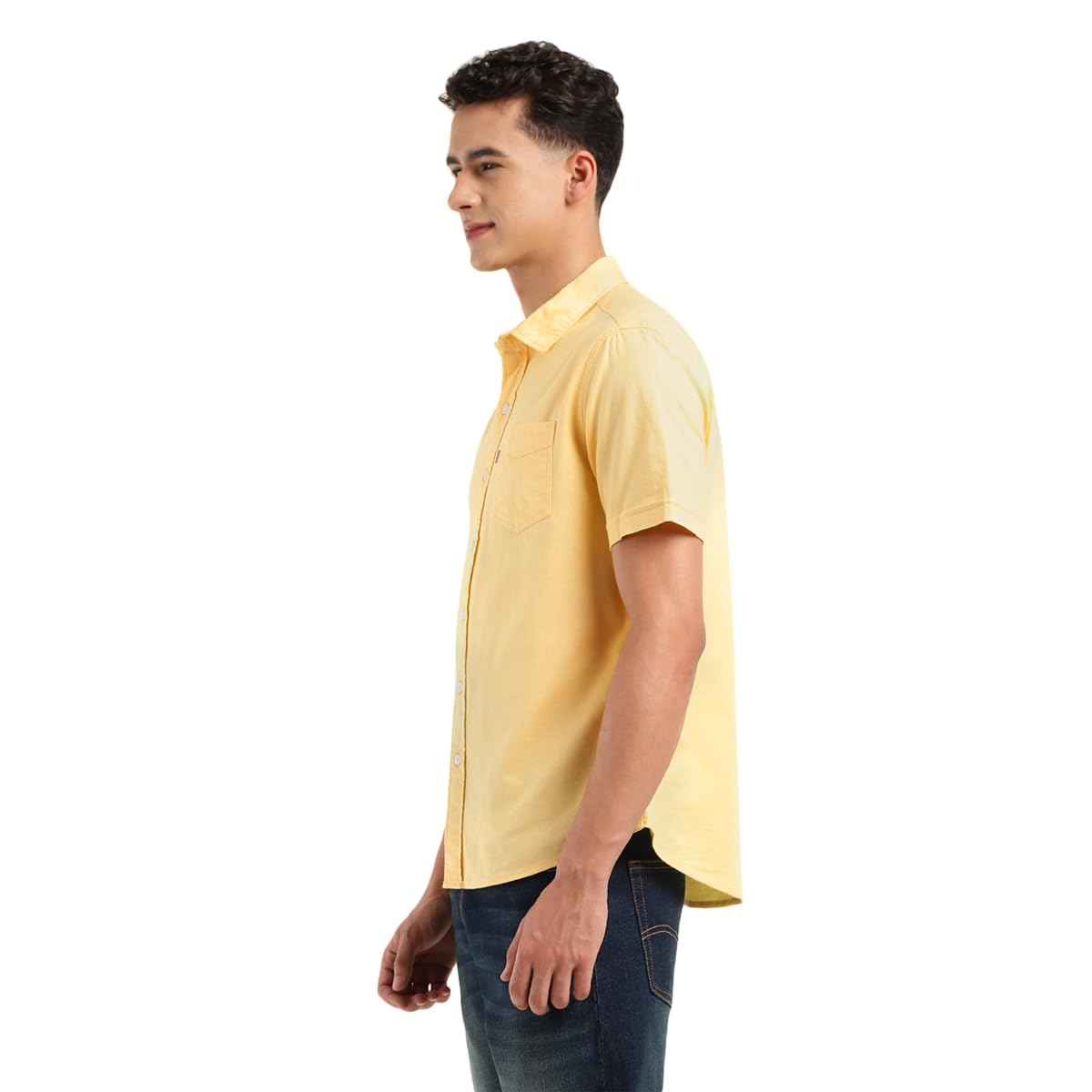 Levi's Men's Cotton Solid Slim Fit Shirt (32908-0318_Yellow, Small