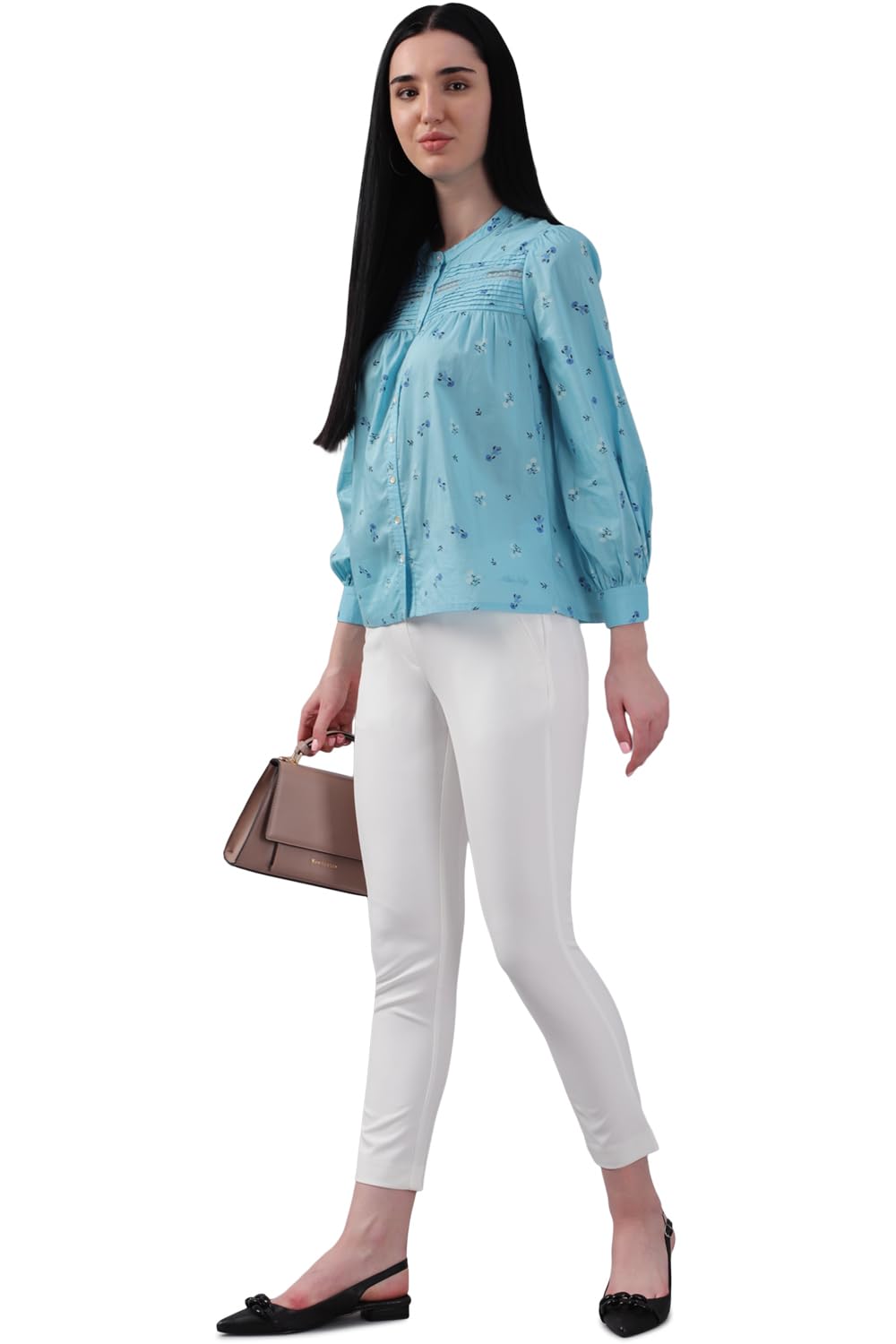 Allen Solly Women's Regular Fit Shirt (AHSFCRGBA20878_Blue