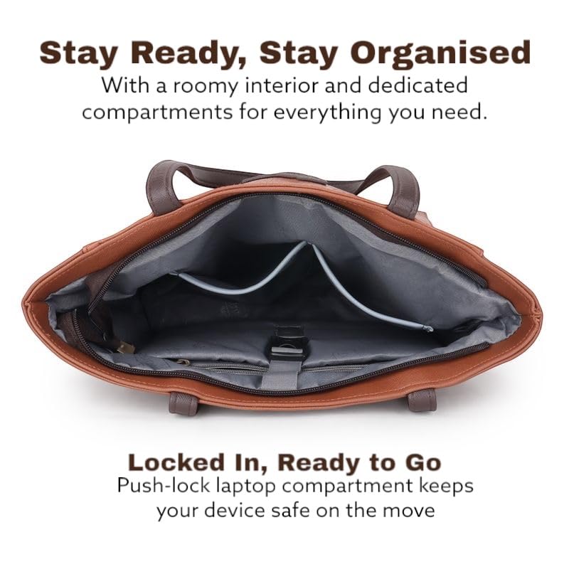 Pramadda Pure Luxury Stylish Faux Leather Tote Bag For Women | Shoulder Handbag For College Office Daily Use | Solid Checks Dual Tone | Gift Item For Women. (Tan)