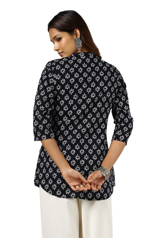 Soch Womens Black Cotton Abstract Print Tunic