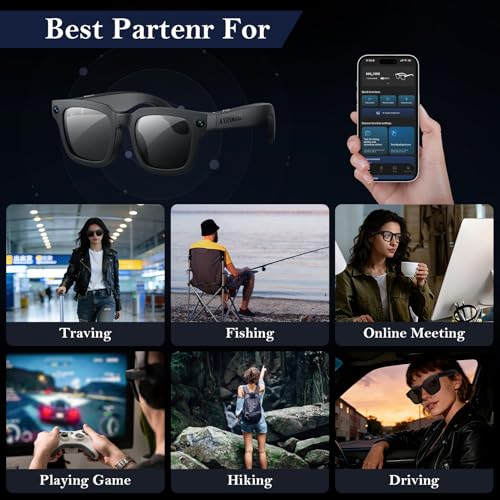 AVINMER AG01 Smart Glasses with 8MP Camera, AI Smart Glasses with GPT-4.0, Real-Time Translation, Bluetooth Audio, IP67 Waterproof Camera Glasses for Sports, Travel & Vlog Content Creators