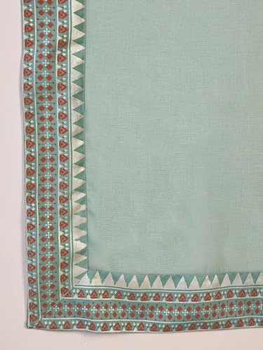 AVYUKTHA Silk Kurta Palazzo & Dupatta Set For Womens | Regular Fit | 3/4 Sleeve | V Neck | Printed Embroidery | Lightweight & Comfortable | Ethenic Dress | Ideal For Weddings & Parties | M | Teal