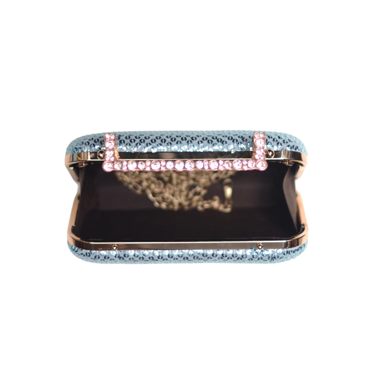 Artklim Blue Shimmery Fabric Party Clutch Bag For Women