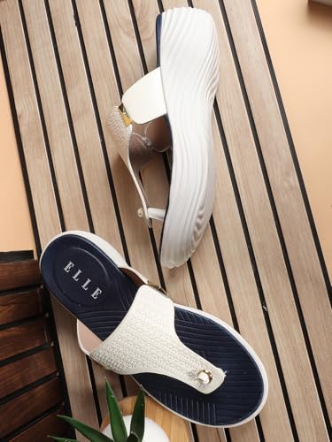 ELLE Women Fashion Sandal,White,UK-5