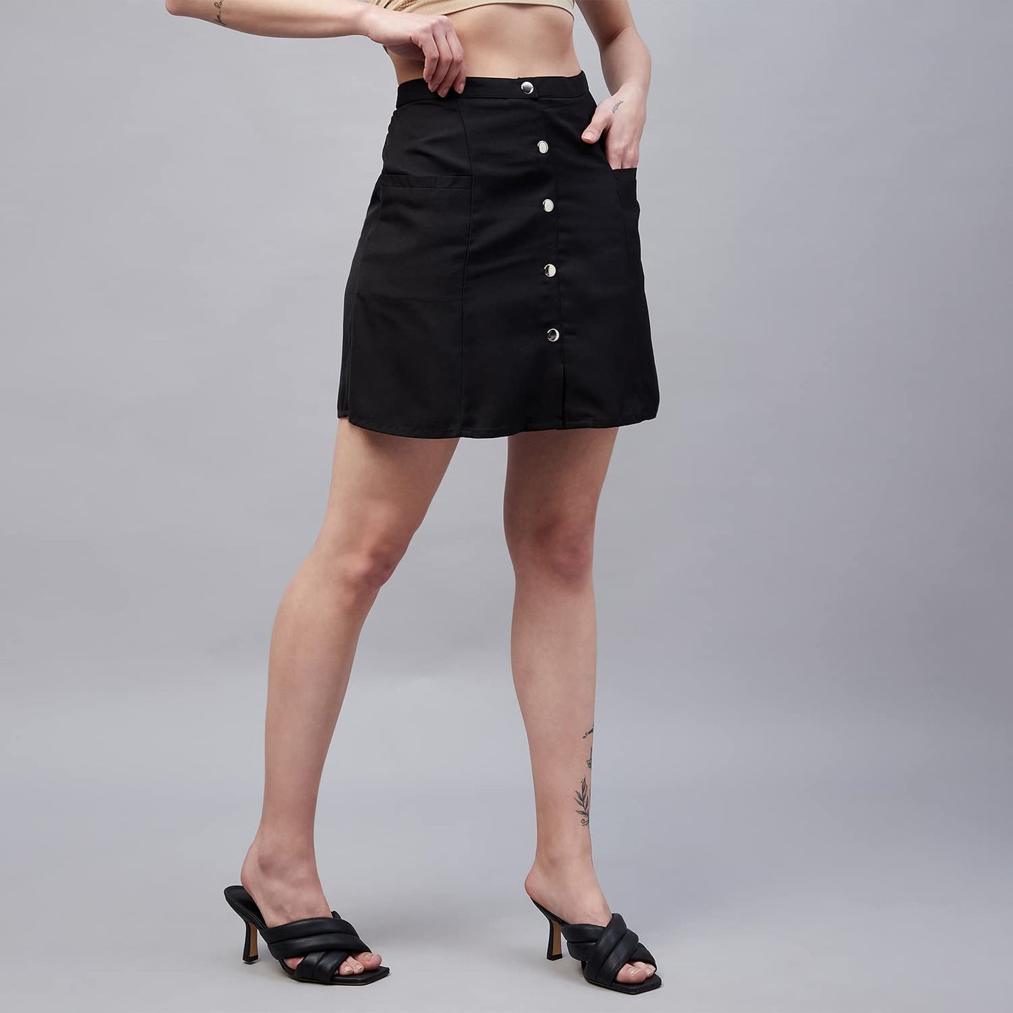 Marie Claire Polyester Western Skirt Black