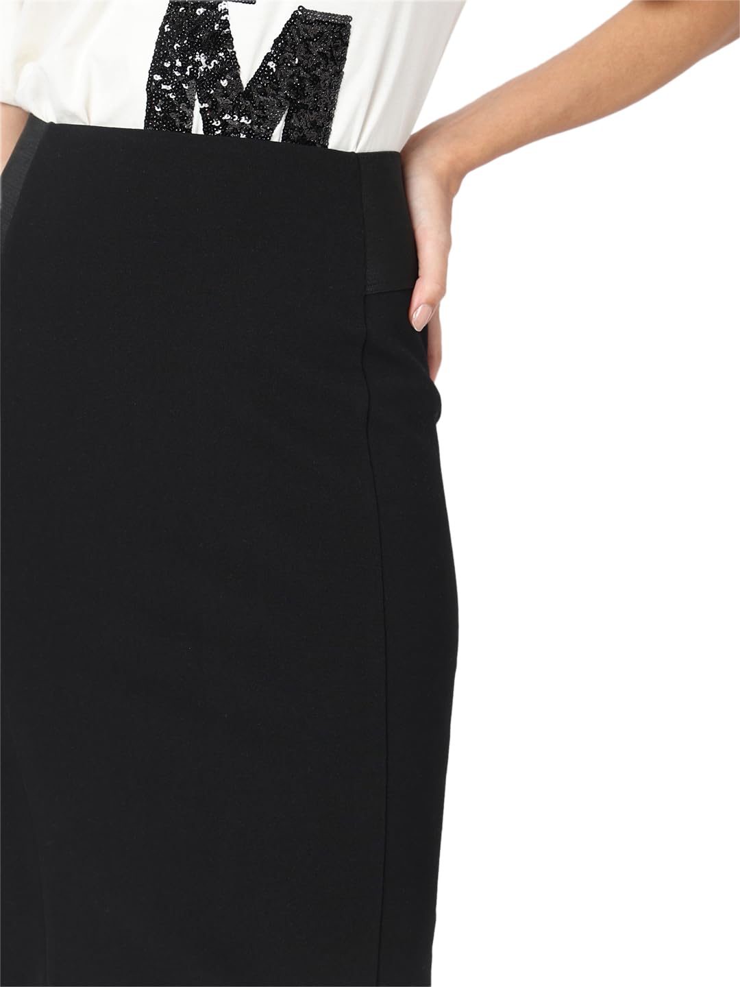 VERO MODA Women's Pencil Fit High Rise Black Skirt