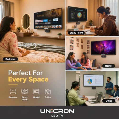 UNICRON 24 Inch Android Smart TV, HD LED Television with 30W Sound Speaker, WiFi Enabled, IPS A+ Display Panel, Gaming, Screen Mirroring & Mobile Connectivity