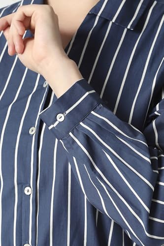 Women Navy Stripe Formal Dress