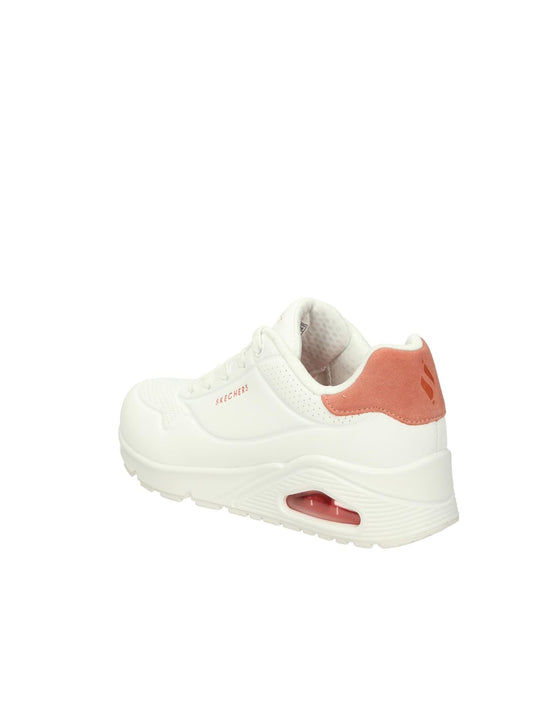 Skechers Womens UNO - POP Back White Hot Coral Casual Sneakers