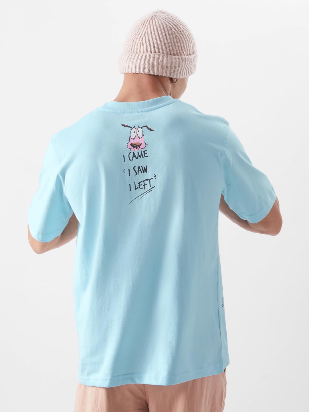 The Souled Store Official Courage: Kinda Antisocial Mens and Boys Regular fit Half Sleeve Blue Color Cotton T-Shirts (228058_L_Blue) T-Shirts Fashionable Trendy Graphic Prints Pop Culture Merchandise