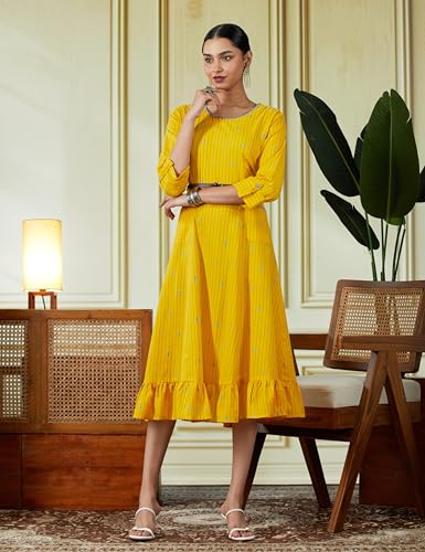 Rangriti Women's Ethnic Mustard Ethnic Wear Dress (Size_3XL)