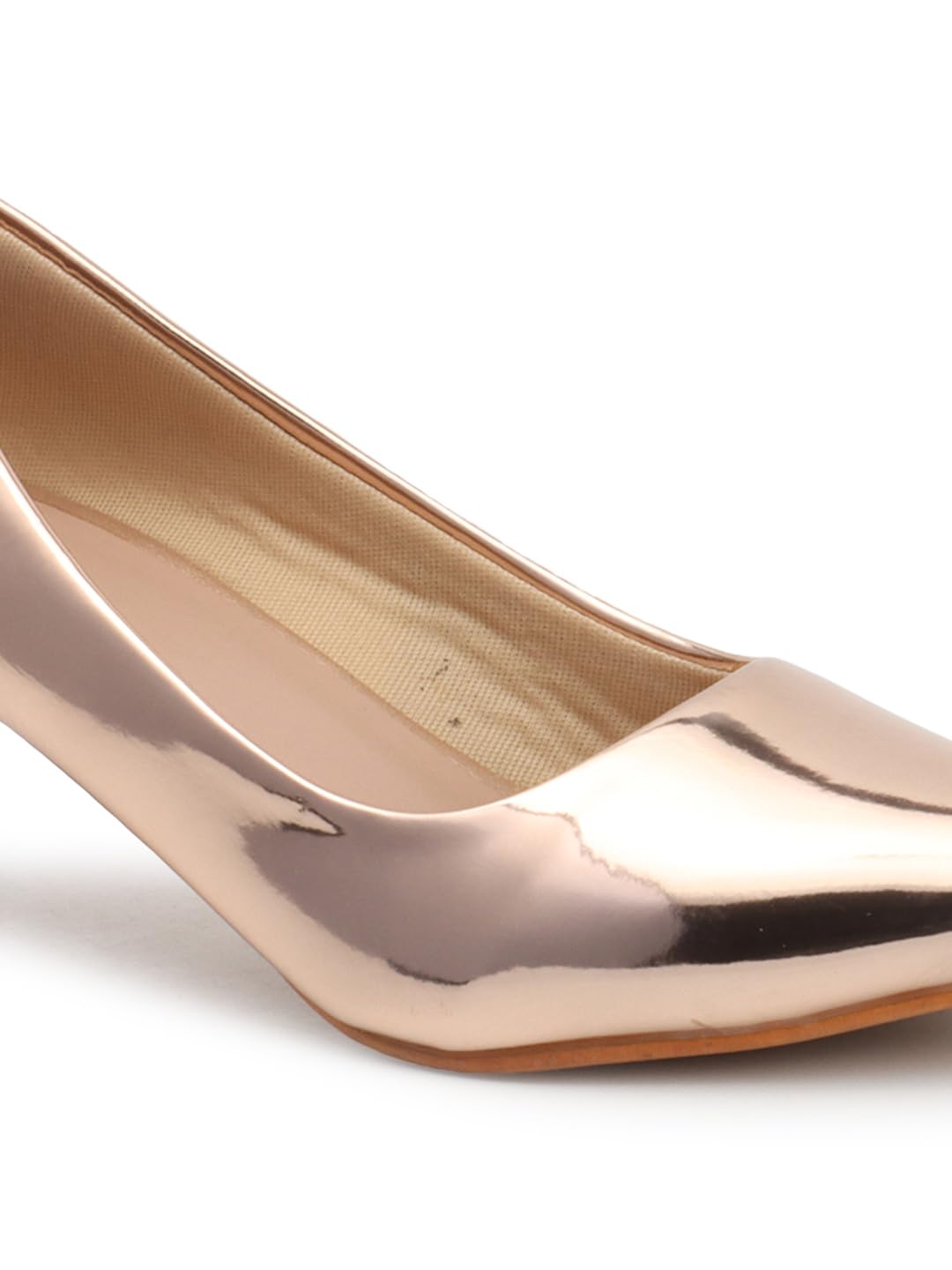 Carlton London Women Rose Gold Stylish Slip-on Pump Shoes with Stiletto Heels, Pointed Toe (40)