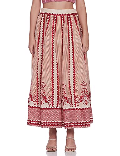 W for Woman Red and Ecru Arkali Skirt_20FEW50287-114228_M